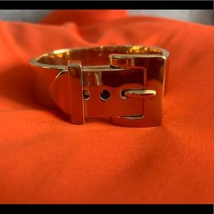 Gold faux buckle clasp accent bracelet